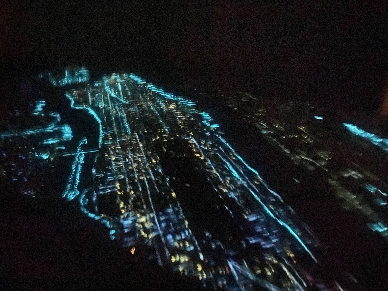 New York waterways illuminated in blue